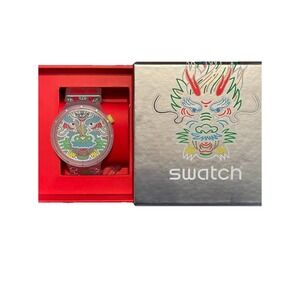 New Swiss Swatch Big Bold DRAGON IN CLOUD Silicone Watch 47mm SBO5Z102